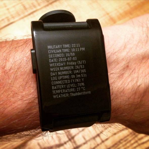 Pebble Verbose Watchface in action