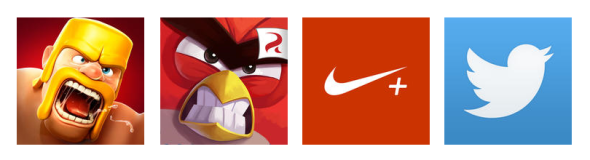 Descriptive app icons vs. logos.